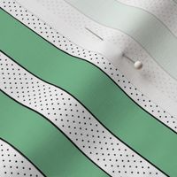 Simple graphic stripes with line drawings of cats, gray cats - green and white stripes - large print