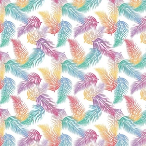 Rainbow Tropical Palm Print 1 - White