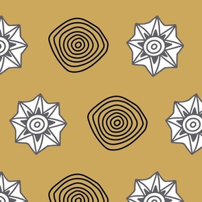 Concentric circles and stylised stars pattern