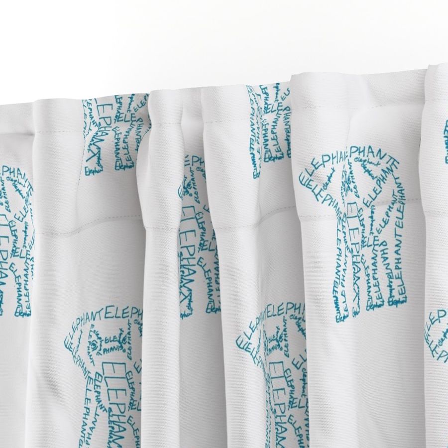 Elephant Calligram Blue on White