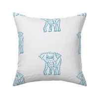 Elephant Calligram Blue on White