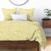 Crosshatched Toile Victorian Floral - yellow - large