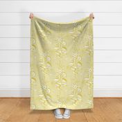 Crosshatched Toile Victorian Floral - yellow - large