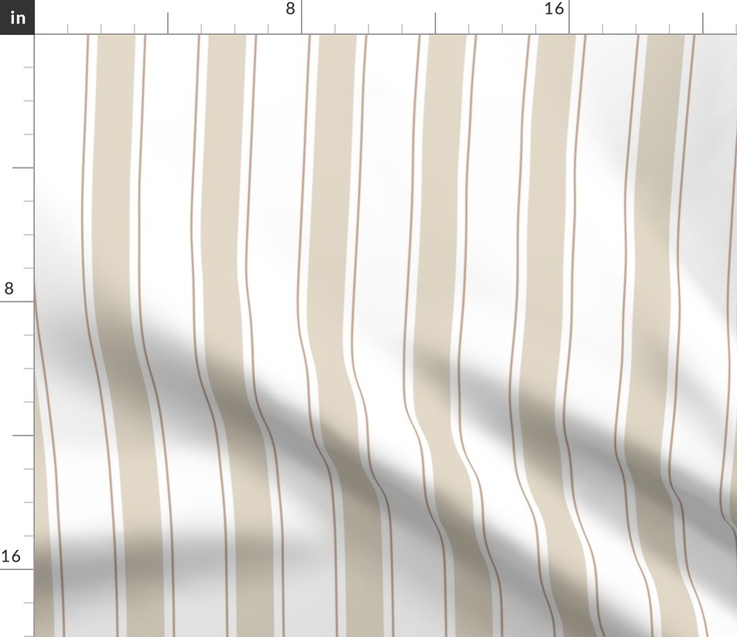 Bella Petals Coordinate - Summer Awning Solid Stripe - Smoky Quartz Taupe