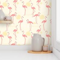 Flamingo Vibes Coral Pink on Yellow