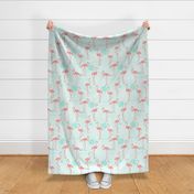 Flamingo Vibes Coral Pink on Mint