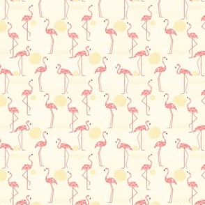 Flamingo Vibes Coral Pink on Yellow - Small