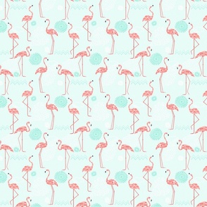 Flamingo Vibes Coral Pink on Mint - Small