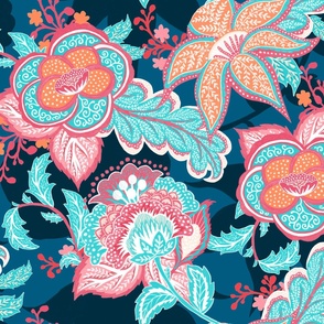 Teal Chintz Large Scale