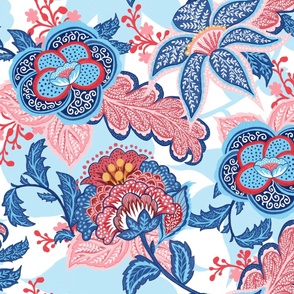 Blue Pink Chintz Large Scale