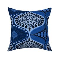 Botanical Geometric Seed Pods blue monochrome  LARGE SIZE