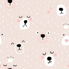 Cute bear faces pink 