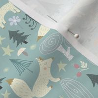 6" Foxes - woodland baby fox nursery print, forest animals fabric and wallpaper