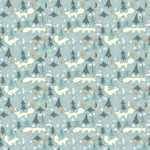 6" Foxes - woodland baby fox nursery print, forest animals fabric and wallpaper