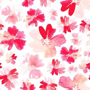 12" Blush and pink watercolor floral wallpaper and fabric