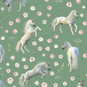 AUTUMN HORSES - Sage green Wrapping Paper by CanisArtStudio