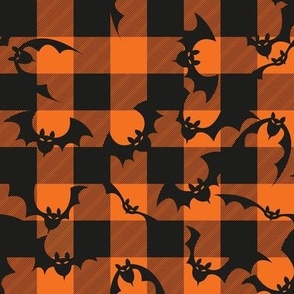 Normal scale • Halloween tartan bats black & orange