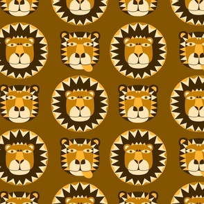 (L) Tiger and lions in mustard yellow 
