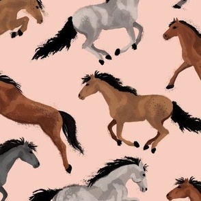 Watercolor Horses on Pink Horse