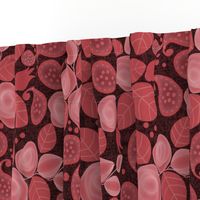 Roses and Paisley monocrome Red Dark 
