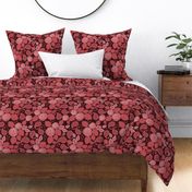 Roses and Paisley monocrome Red Dark 