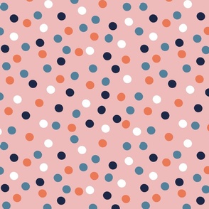Rainbow Spot || Daisy Age Collection || white and blue polka dot on pink by Sarah Price