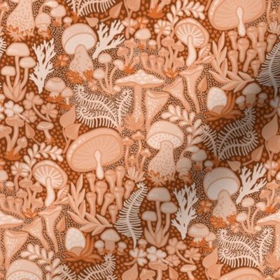 Magical Mushroom Monochromatic Rust brown fall colors Small scale