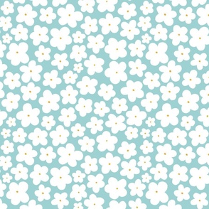 Simple Daisy || Daisy Age Collection || white daisies on aqua blue by Sarah Price