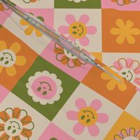 Cheery Floral Checks - Retro