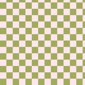 Vintage checkered boho design geometric gingham block racer check print plaid checkerboard matcha olive green blush pink