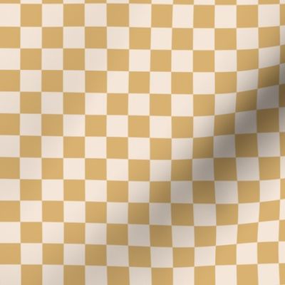 Vintage checkered boho design geometric gingham block racer check print plaid checkerboard ochre yellow cream seventies fall