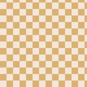 Vintage checkered boho design geometric gingham block racer check print plaid design ochre yellow cream seventies fall
