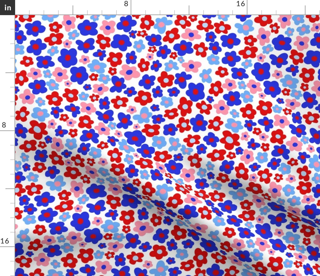 Floral Red white and blue