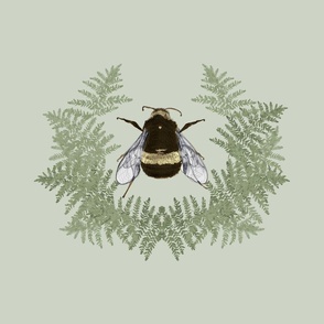 Bee with Fern Wreath Sage Green LARGE