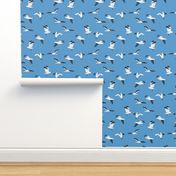 Wild Seagulls in monochrome blue pattern
