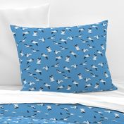 Wild Seagulls in monochrome blue pattern