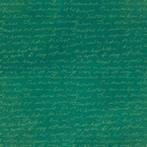 Dark academia handwriting on emerald green watercolour papersmall