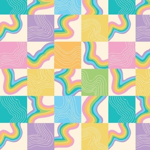 Rainbow Swirl Checkers - Small