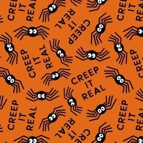 Creep it real - cute spiders halloween - vintage orange - LAD22