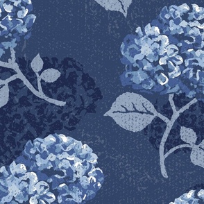 Hydrangeas - Monochromatic Navy - Jumbo