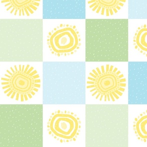 Cheery Checks Blue Green Yellow - XL