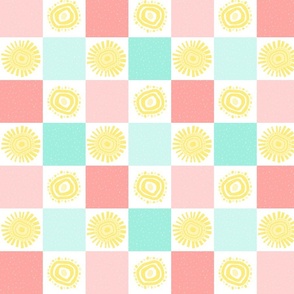 Cheery Checks Coral Mint Yellow