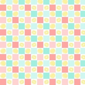 Cheery Checks Coral Mint Yellow - Small