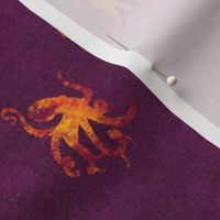 Textured Octopus, Orange on Plum Tones Medium by Brittanylane