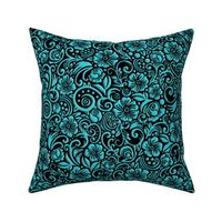 Textured Floral Bright Turquoise