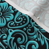 Textured Floral Bright Turquoise