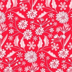 Jaipur Modern Chintz Floral Cottage Botanical in Monochromatic Scarlet Red - SMALL Scale - UnBlink Studio by Jackie Tahara