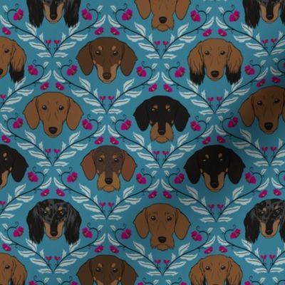 Dachshund Ogee Teal (small)