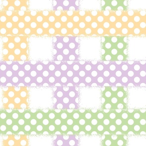 Large Scale Criss Cross Polka Dot Stripes in Pastel Yellow Lavender Purple and Mint Green