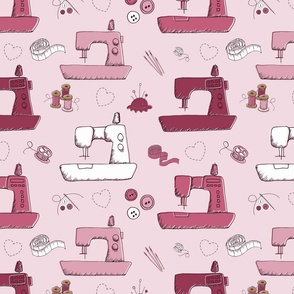 Pink Sewing Machine Fabric, Wallpaper and Home Decor